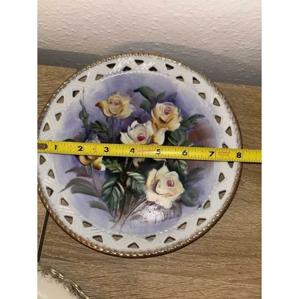 Vintage Mid-Century Japanese Reticulated Decorative Wall 3Plates Norleans Ucagco